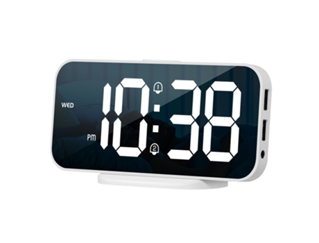 Reloj de pared dual del reloj de escritorio de la carga por USB del reloj de la repetición del indicador digital grande del despertador del espejo ...