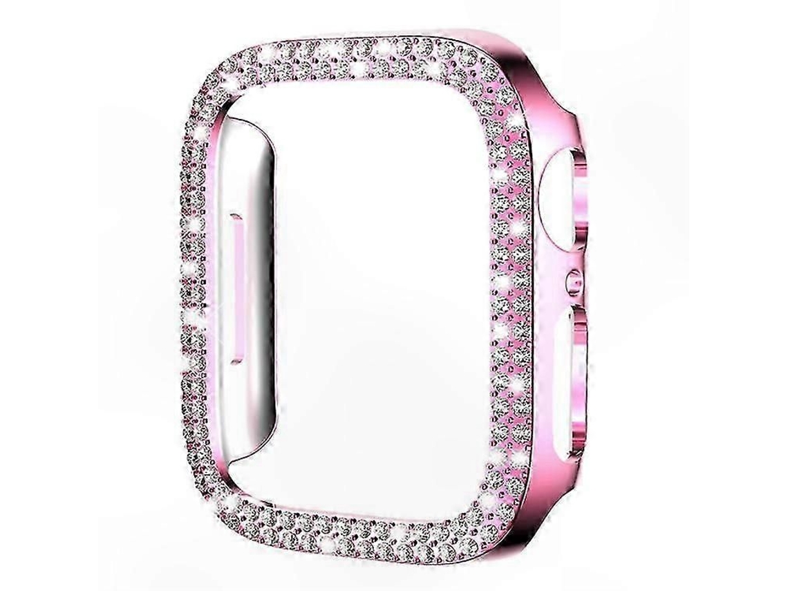 Capa De Policarbonato Vazada Com Diamantes Em Fileira Dupla Para Smartwatches.
