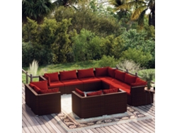 Conjunto de jardín de 11 piezas con cojines de mimbre marrón de DKD Home Decor