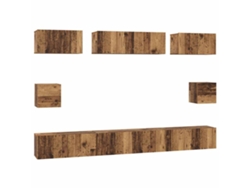 Maison Exclusive - Conjunto De Mueble De Tv Montaje En La Pared 8 Pcs Madera Vieja