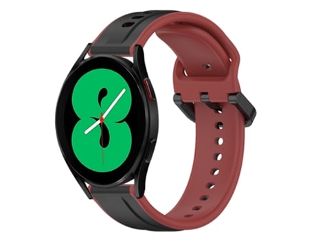 Correa de reloj inteligente para Samsung Galaxy Watch 4 44 mm 20 mm Bucle convexo de silicona bicolor (negro + rojo)