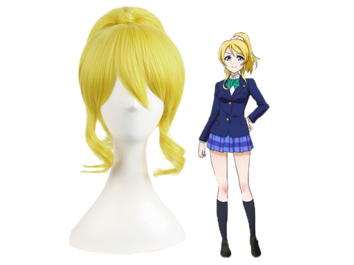 Peluca De Cosplay Eli Ayase Love Live! Amarilla Con Cola De Caballo, Ideal Para Fiestas, Convenciones Y Eventos Temáticos De Anime