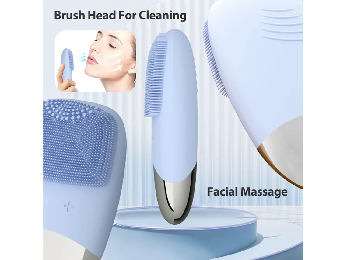 Cepillo de limpieza facial sónico de silicona, resistente al agua IPX7, recargable por USB, para masaje facial Yizhood.