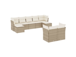 Maison Exclusive - Set De Sofás De Jardín 9 Pzas Con Cojines Ratán Sintético Beige