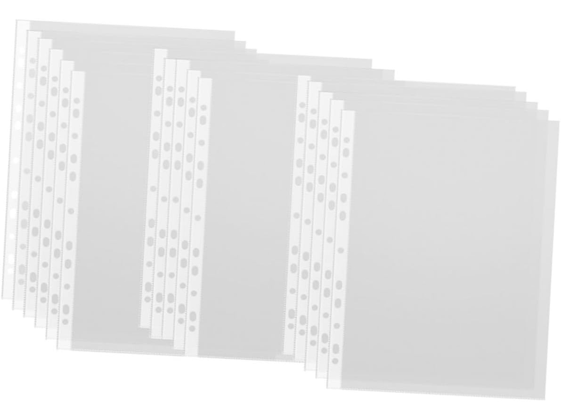 Juego de 200 sobres transparentes perforados para documentos, protectores de documentos reutilizables. SFUSHOS