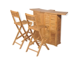 Conjunto de bistró de 3 piezas de madera de teca con sillas plegables de DKD Home Decor