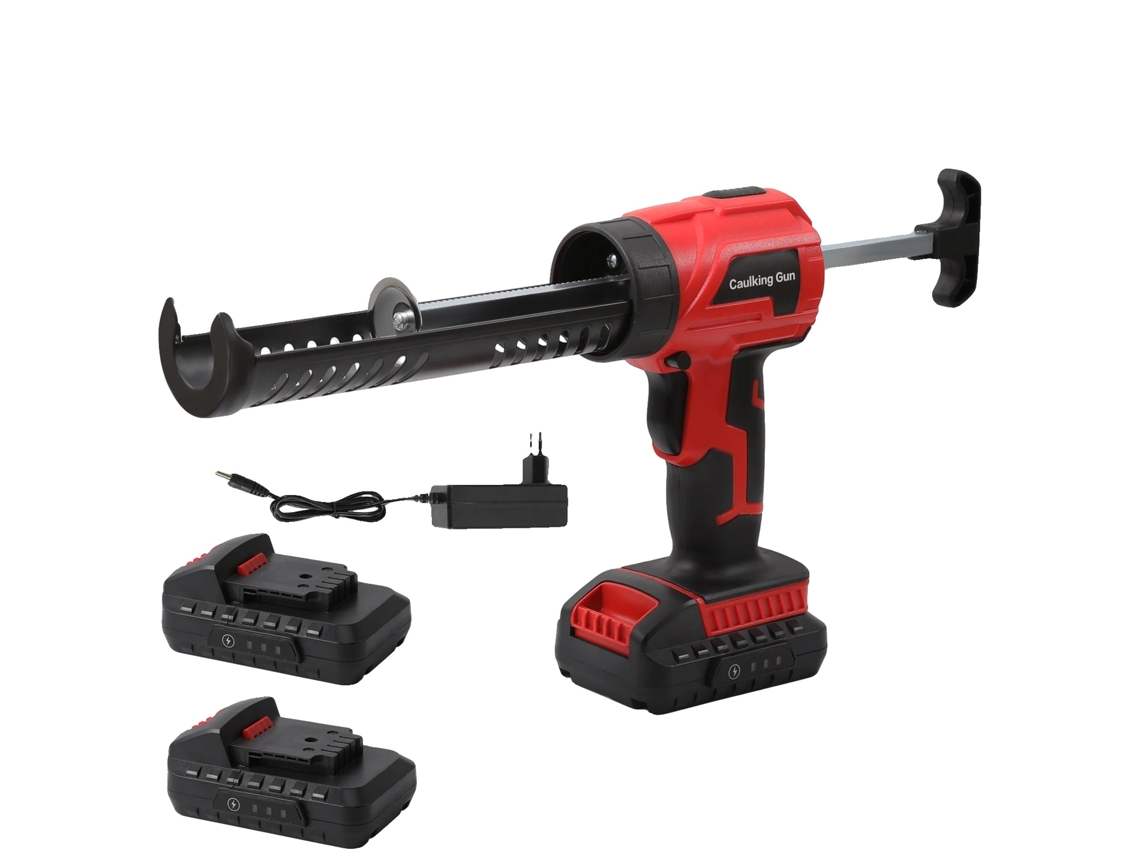 Pistola de calafateo inalámbrica, ajustable a 4 velocidades, empuje de 300 kg, 2 baterías.