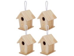 Primerox 4 mini casitas de madera para pájaros, ideales para colgar en el jardín, balcón o como nido exterior.