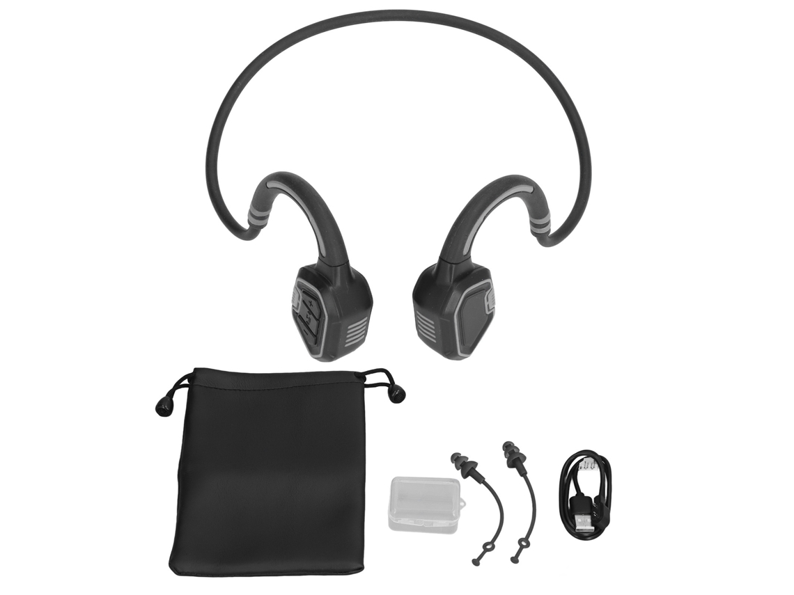 Auriculares De Conducción Ósea Profunda Impermeabilidad Carga Magnética Memoria 16g Gris Plata