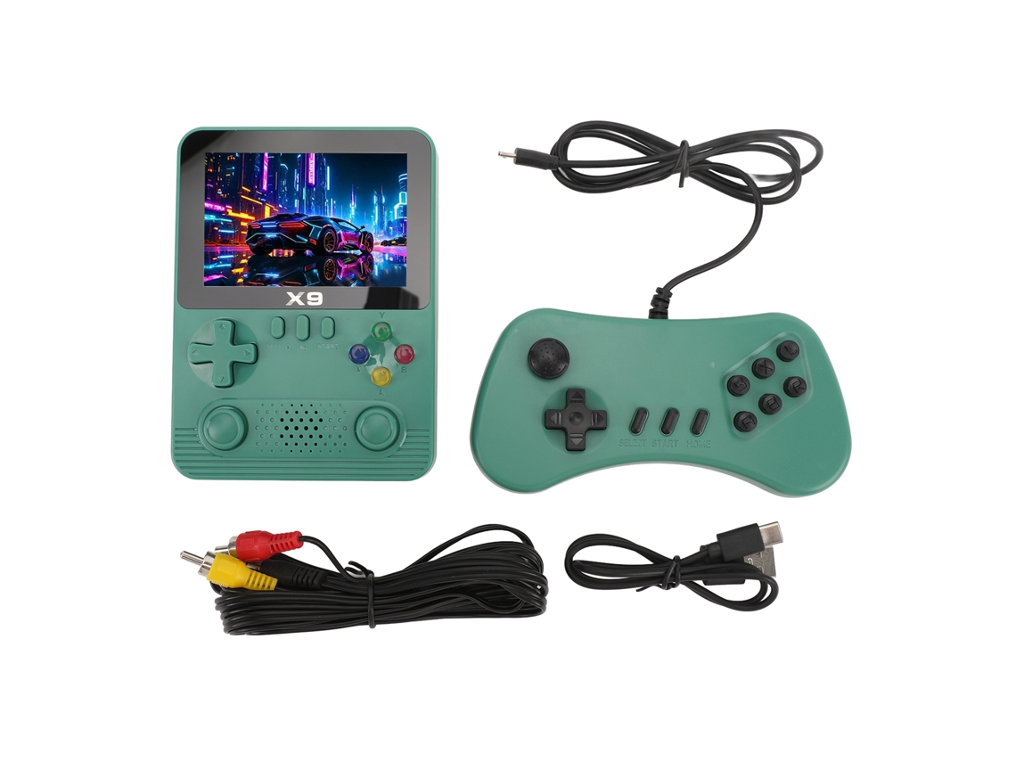 Console De Jogos Portátil Retro Com Tela Ips 3.5 Polegadas 32g, Suporta 2 Jogadores E 11 Emuladores Verde