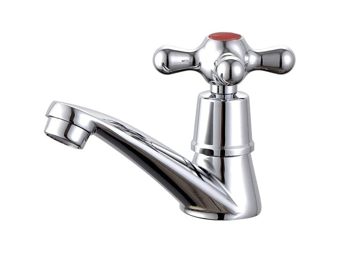 Grifo monomando para agua fría, acabado cromado, apto para lavabos, viviendas y baños. Mdug