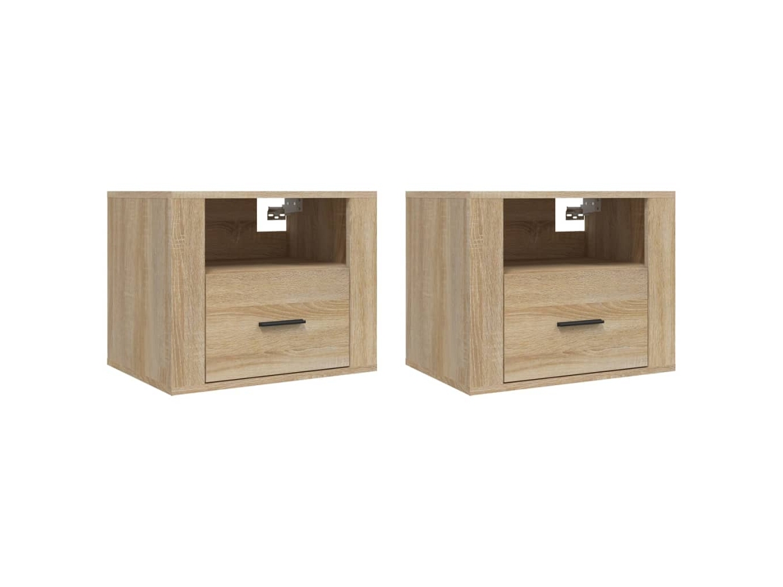 Juego de mesitas de noche de pared, color roble, Sonoma MAISON EXCLUSIVE, 50x36x40 cm