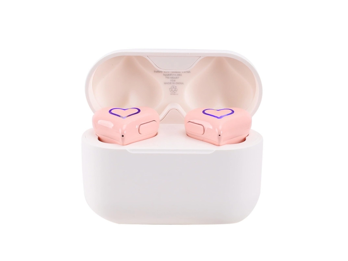 Auriculares inalámbricos con forma de corazón actualizados con luz, luminosos, con estuche de carga y sonido estéreo de alta fidelidad.