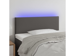 Cabecero Con Led Cuero Sintético Gris 100x5x78/88 Cm