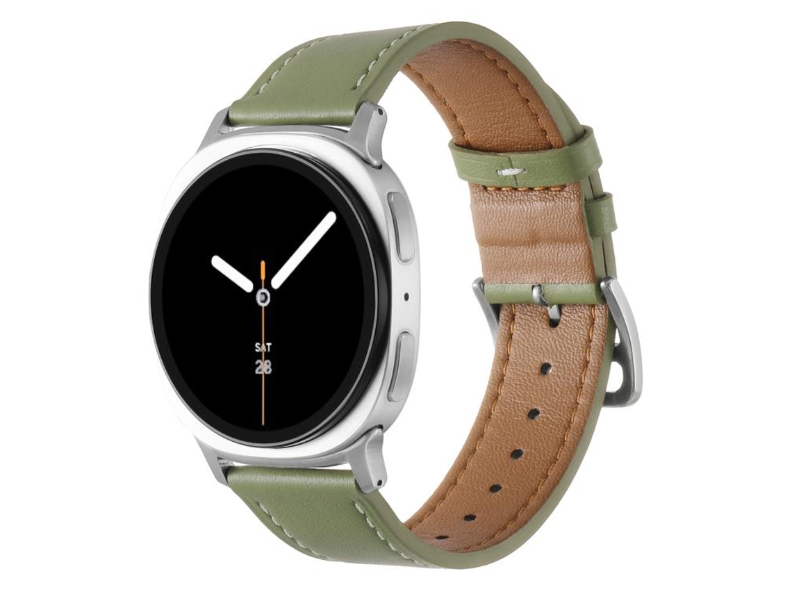 Correa de piel auténtica para Samsung Galaxy Watch 8/8 Classic con hebilla de acero inoxidable plateada CSYY
