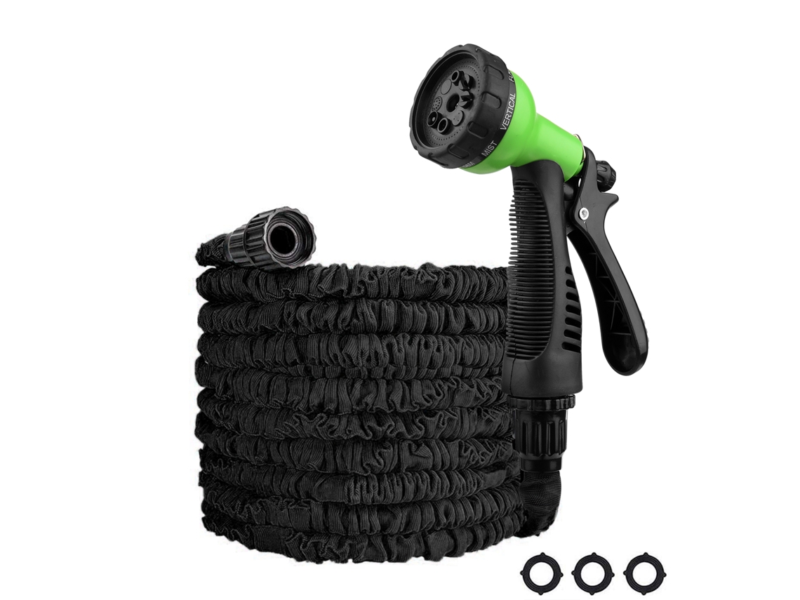 Manguera De Jardín Flexible Y Extensible De 30 Metros Con Boquilla De 8 Funciones Y Núcleo De Látex Doble.