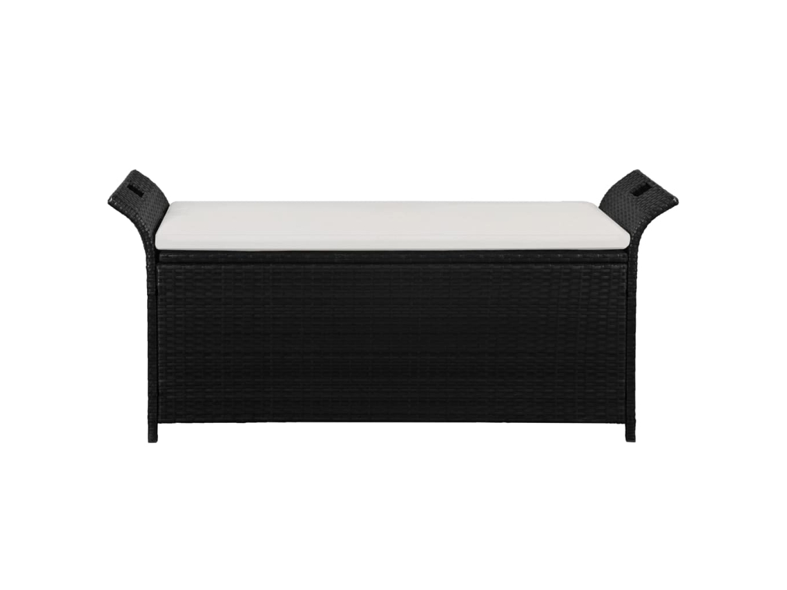 Lovely Home Banco de Ordenación con Cojín 138 Cm Mimbre Pe Negro