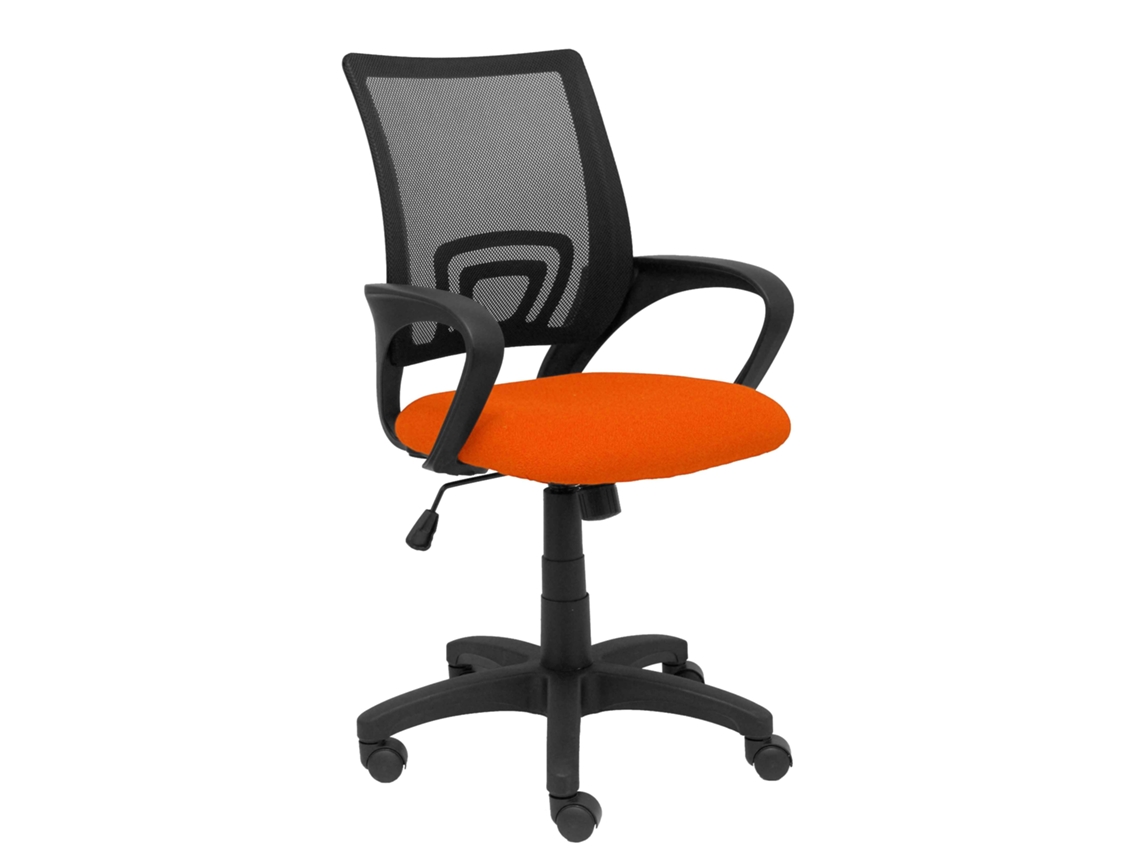 Silla De Oficina Vianos Con Mecanismo Basculante Tapizada Con Tela Color Naranja Oscuro Y Malla Color Negro