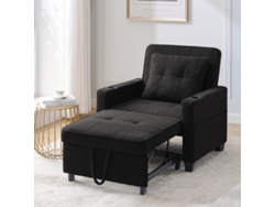 Sofá Cama 1 Plaza - 3 En 1, Con Portavasos Y Puerto Usb, Sofá Reclinable Y Sillón - Negro