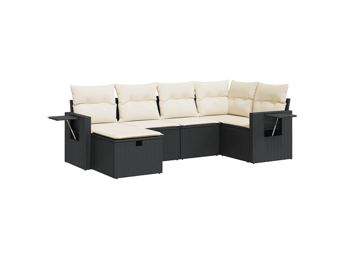 Maison Exclusive - Set De Sofás De Jardín 6 Piezas Y Cojines Ratán Sintético Negro