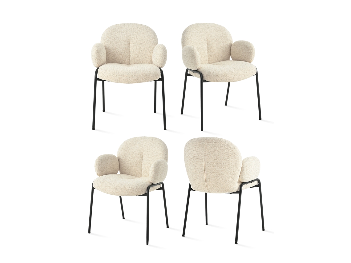 Sillas De Comedor Goeurvant 1235(pack De 4, Beige, Tela)