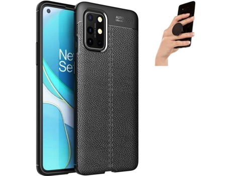 Funda y Popsocket para OnePlus 8T PHONESHIELD Rugged Leather Anti Choque Negro