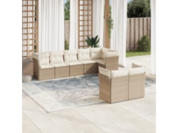 Conjunto de 8 sofás de jardín con cojines de mimbre beige Dkd Home Decor