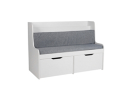 Banco Infantil Relaxdays Com Armazenamento, A X L X P: 70 X 100 X 45 Cm, Banco De Leitura, 2 Gavetas, Branco/cinzento