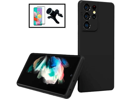 Kit Carcasa + Protector de Pantalla GorilaGlass + Soporte Magnético con Pernas Samsung Galaxy S22 Ultra 5G G4M Negro
