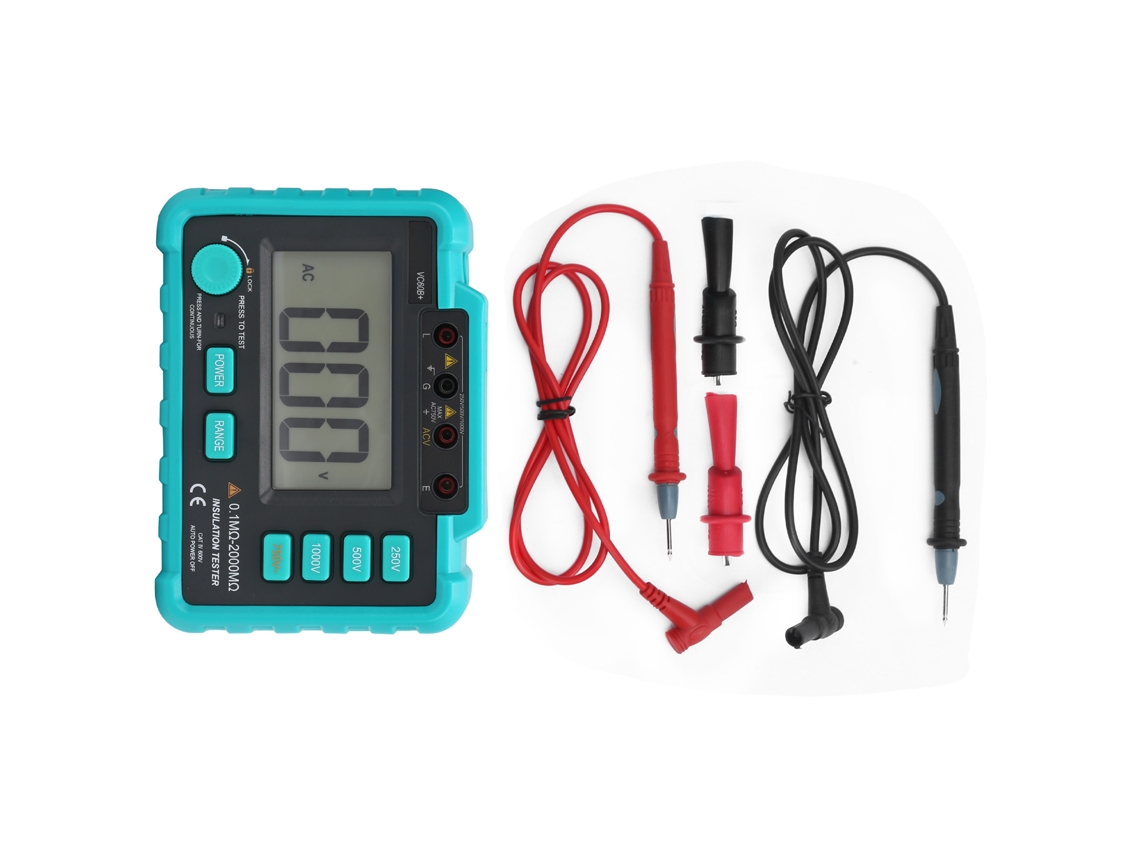 Multímetro Digital Vc60b+ Con Medidor De Resistencia Y Pantalla Lcd, Rangos De Medición De 250/500/1000 V.