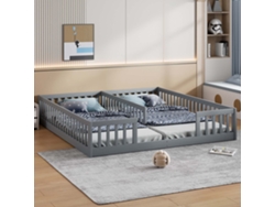 Cama con paneles 90x200 cm Cama infantil con barandilla, con estructura de madera de pino gris (sin colchón)