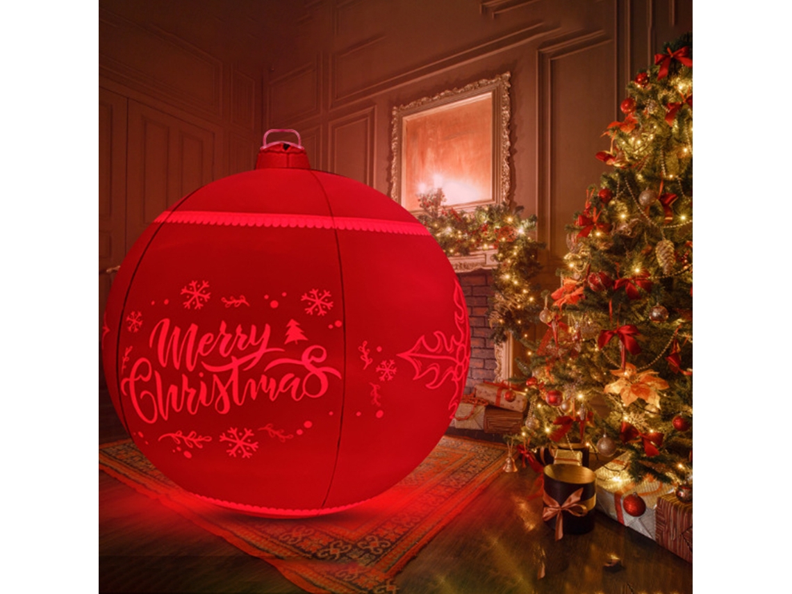 Bola Navideña Inflable De Pvc Iluminada Con Luz Led Recargable Para Decoración De Exteriores, Jardines Y Piscinas.