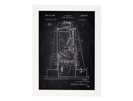 Póster NACNIC con Patente de Maquina de Cafe. con Diseño de Patente Antigua