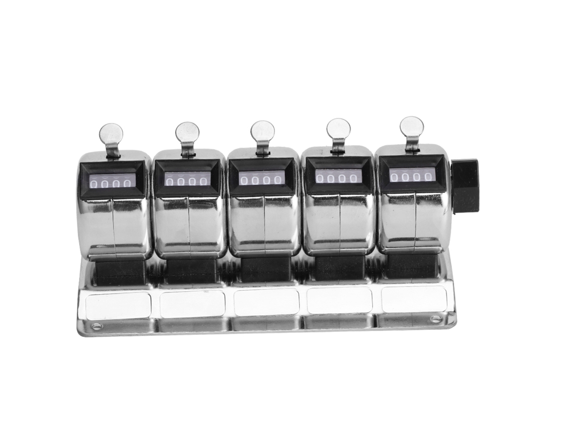 Contador mecánico de metal, manual, 4 dígitos, 5 unidades, acero inoxidable, herramienta de conteo, hardware