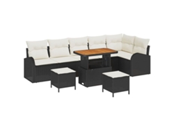 Maison Exclusive - Conjunto De Sofá De Jardín Con Cojín 9 Pcs Negro Y Crema
