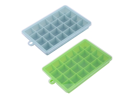 Paquete de 2 bandejas de silicona para cubitos de hielo con tapas juego de moldes para cubitos de hielo de fácil liberación para whisky (24 rejilla...