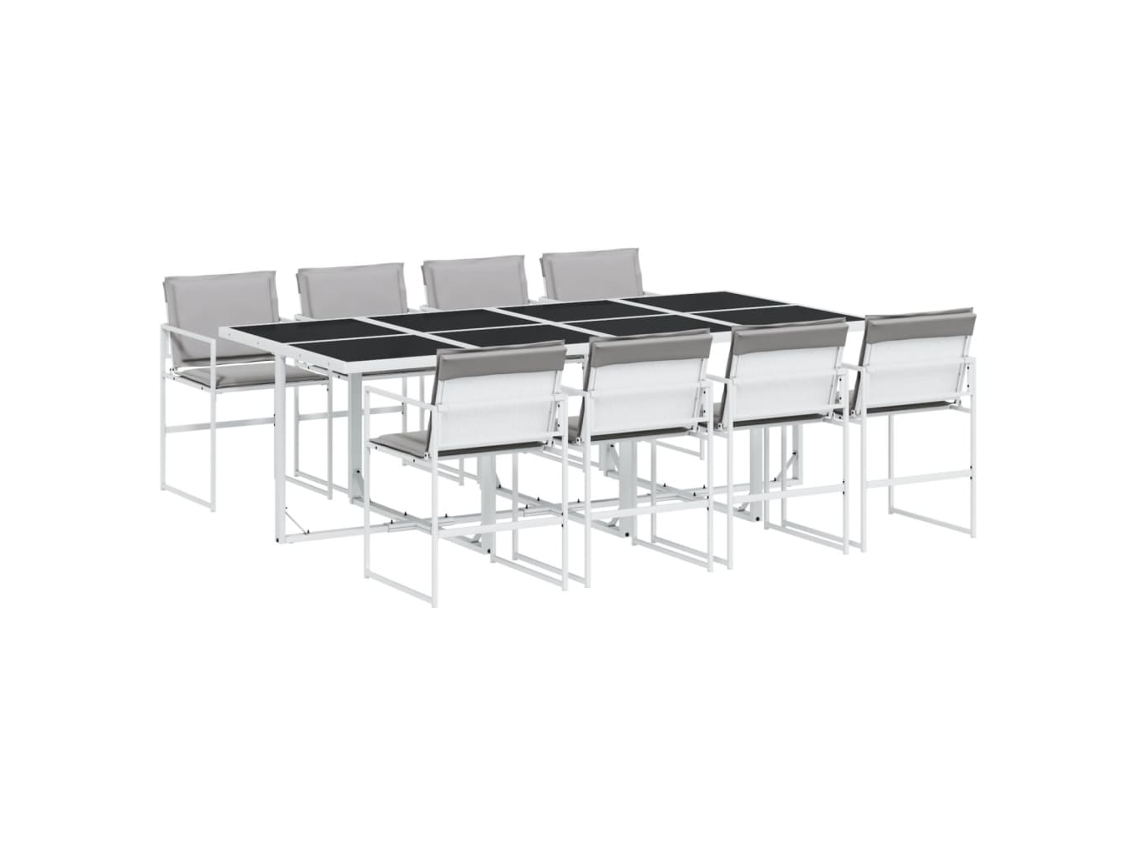 Maison Exclusive - Juego De Comedor De Jardín 9 Pzas Con Cojines Textilene Blanco