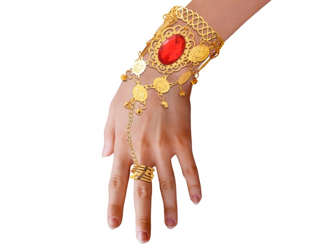 Pulsera Árabe Piedra roja con anillo