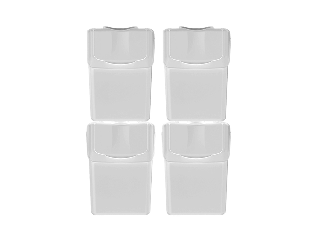 Set de 4 cubos de basura KEDEN SORTIBOX para reciclado, blanco, 80L