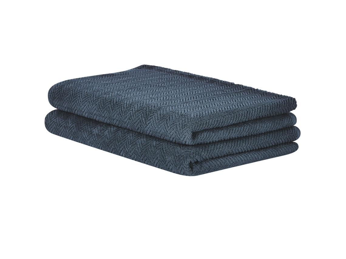 Conjunto de 2 toallas BELIANI Mitiaro de Algodón Azul 100x0.1x150