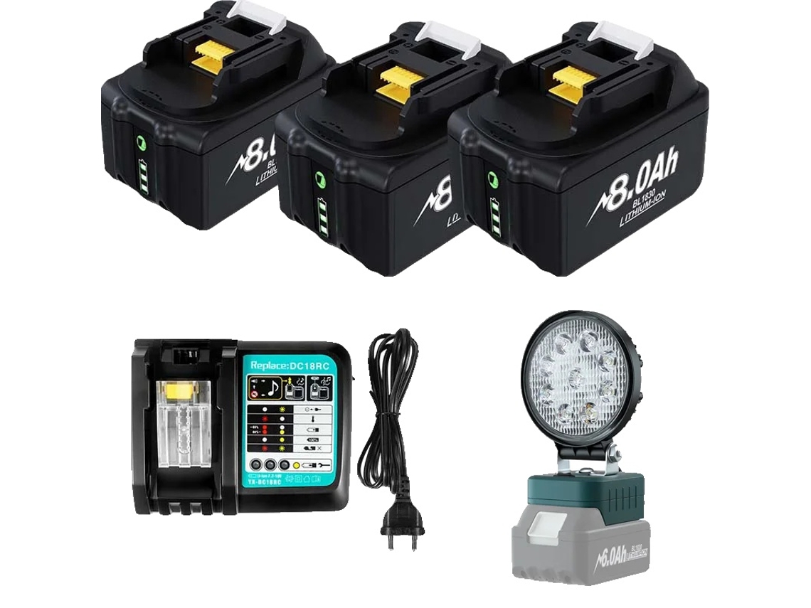 Batería para herramientas eléctricas, capacidad de 8000 mAh, compatible con BL1830, compatible con 3 fabricantes de equipos originales (OEM)