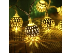 Luzes De Fadas De Bola De Metal Con Conector, 20 Led, 8 Modos, Cable Transparente, Extensible, Para Decoración
