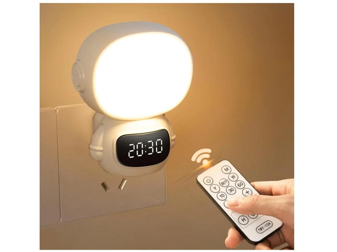 Enchufe De Luz Nocturna Led Con Reloj Y Mando Enchufe Blanco Regulable En Luz Nocturna Con Temporizador Y 3 Colores Claros Luz De Batería Yizhood