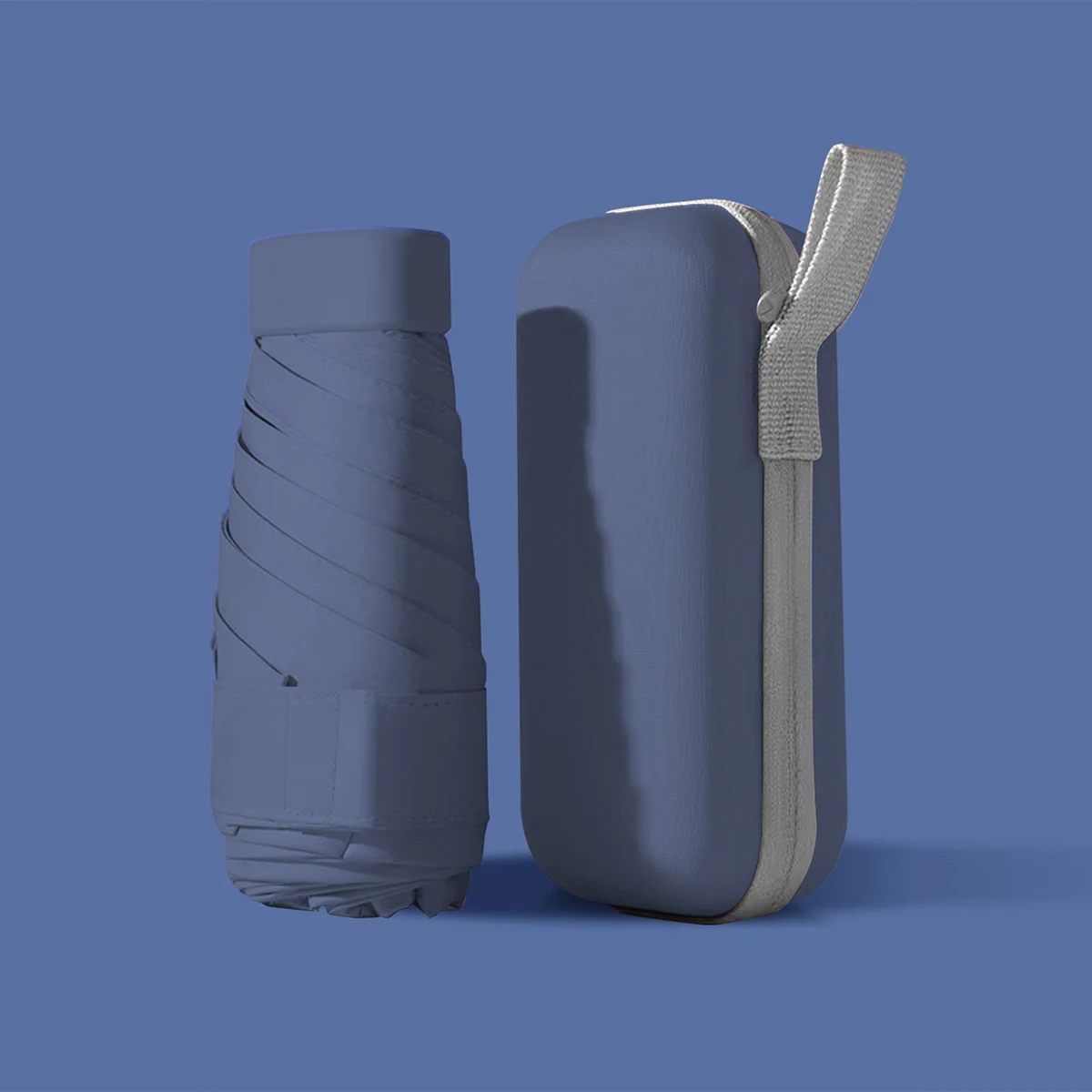 Mini Paraguas Portátil (azul Marino), Ligero Y Plegable, Protege Del Sol Y La Lluvia, Incluye Tarjetero.