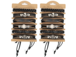 12 Pulseras Unisex De Cuero Trenzado De Vaca Estilo Retro