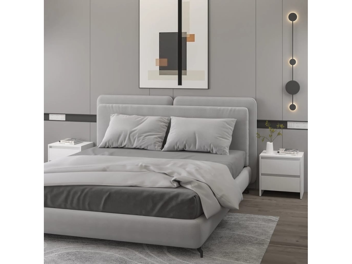 Mesitas de Noche LOVELY HOME Mesinha 2 Pcs 45X34,5X44,5 Cm Aglomerado Branco
