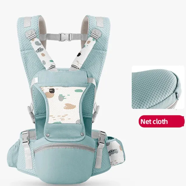 Portabebés ergonómico con asiento delantero, comodidad para padres y bebé. Digitallab (verde).