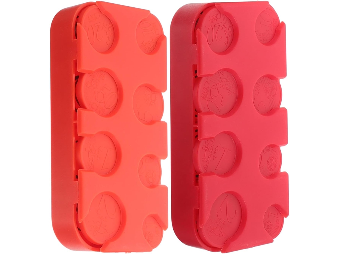Juego De 2 Organizadores De Monedas De Plástico Duradero Para Vehículos, Cajas Rojas Compactas Y