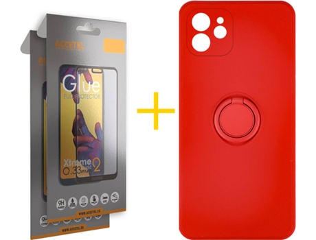 Carcasa + 2 Protectores de Pantalla para iPhone 11 ACCETEL Rojo