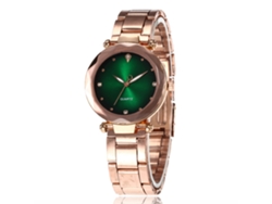 Reloj De Pulsera Analógico Unisex De Aleación Con Esfera Redonda, Movimiento De Cuarzo, Color Verde, Estilo Moderno.